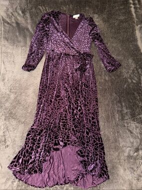 Calvin Klein Deep Purple Velvet Wrap Maxi Dress